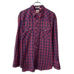 Lee 長袖 ウエスタンシャツ XL レッド ブルー リー チェック柄 スナップボダン 胸ポケット トップス 春物 a711-5051のサムネイル