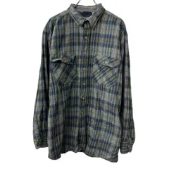 FIELD & STREAM 長袖 ネルシャツ XL グレー マルチカラー チェック柄 胸ポケット コットン メキシコ製 長袖シャツ トップス 冬物 a711-5054