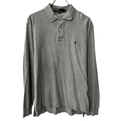 PORO Ralph Lauren 長袖 無地ポロシャツ M グレー ポロ ラルフローレン 無地 シンプル コットン プルオーバー 秋物 a711-5060