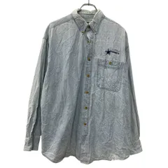 Lee 長袖 デニムシャツ L ライトブルー リー 胸ポケット ボタンダウン ボタン 刺繍ロゴ コットン100% 無地シャツ 春物 a711-5062のサムネイル