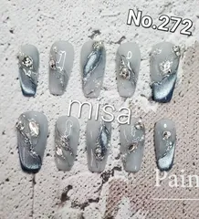 オーダー　ニュアンスネイル　ミラー　マグネット　ビジュー　ネイルチップ　ジェルネイル　カラー変更無料
