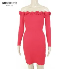 80%OFF 新品 ノーシークレッツ NO SECRETS ワンピース 40 EOP1710 Sサイズ レッド レディース 長袖ワンピース ニットワンピース オフショルダー