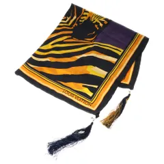 LOUIS VUITTON (ルイヴィトン) カレ90 ゼブラ スカーフ ブラック×オレンジ シルク