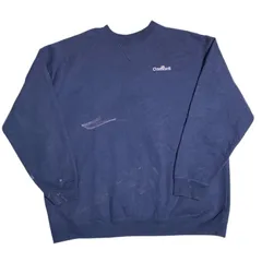 カーハート 刺繍 ロゴ オーバーサイズ クルーネック ネイビー ルーズフィット 3XL 無地 シンプル メンズ 古着 長袖