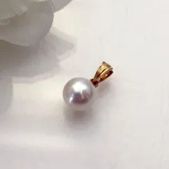 258【タサキ】K14 パール　約7.7mm ネックレストップ