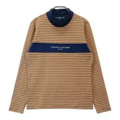 サイズ：L TOMMY HILFIGER GOLF トミー ヒルフィガーゴルフ  ハイネック 長袖Tシャツ ボーダー柄 ブラウン系 [240101552000] ゴルフウェア レディース ストスト