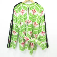 【三重本店】 中古 GUCCI | グッチ × adidas アディダス GGトレフォイルカーディガン ロゴ長袖ヘビーニットカーディガン 総柄 3本ライン 717694-XKCQ6 グリーン マルチカラー サイズ：M 【135】