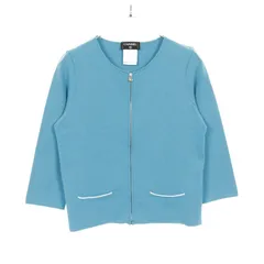 シャネル CHANEL カーディガン ココマーク ジップアップ ブルー レーヨン ジップ カーディガン レディース Used A