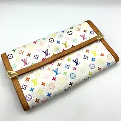 【鑑定済み】正規品 ルイヴィトン LOUIS VUITTON モノグラム・マルチカラー ポルトトレゾールインターナショナル M92659 ブロン 三つ折り長財布