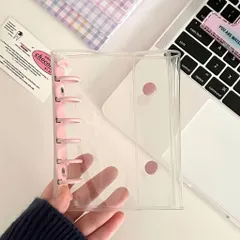 A7バインダー ダブルボタン ピンク 可愛い シール帳 推し活 クリア 透明 バインダー
