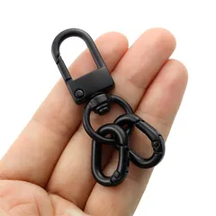 【特価セール】ナスカン キーホルダー 二重リング 1個セット ワンタッチキーホルダー金具 回転フック ーパーツ 手芸用品 DIY材料 (ダークブラック)