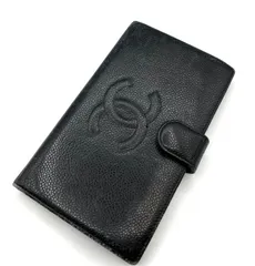 【鑑定済み】正規品 CHANEL シャネル ココマーク 長財布 キャビアスキン ブラック CC 二つ折り長財布 がま口  レザー