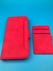 カード収納付き 手帳型スマホケース iPhone13Pro対応 6.1インチ レッド