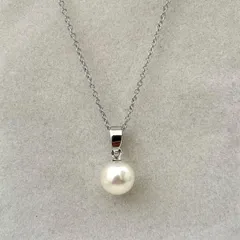 295【ミキモト】シルバー　パール　ネックレス　チェーン社外製