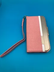 FYY 手帳型スマホケース ストラップ付き iPhone13Pro対応 6.1インチ ピンク×ゴールド