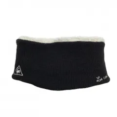 ルコック ニットネックウォーマー 黒×白 裏ボア ロゴ刺しゅう  FREE  ゴルフウェア le coq sportif