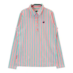 サイズ：L LE COQ GOLF ルコックゴルフ  長袖ポロシャツ ストライプ柄 ピンク系 [240101551222] ゴルフウェア レディース ストスト