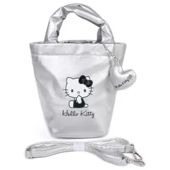 ハローキティ チャーム付き2WAYトートバッグ ショルダーバッグ シルバー ミニトート 手さげバッグ 大人 レディース 女子 おしゃれ サンリオ sanrio キャラクター