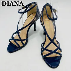 DIANA　ダイアナ　サンダル　パンプス　ストラップ　レース　エナメル　23　紺×白