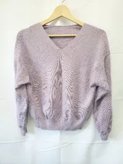 ◇ ⊇ エヌ ナチュラルビューティーベーシック Vネック 長袖 ニット セーター サイズM パープル系 レディース E  【1507230002167】