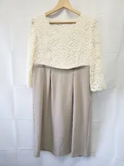 ◇ Θ スウィートマミー マタニティ レース 切替 七分袖 膝丈 ワンピース サイズL ベージュ系 アイボリー系 レディース E  【1507230013569】