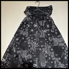 ダブルスティール　DOUBLE STEAL　バンダナ柄　ペイズリー　総柄　ジップアップ　マウンテンパーカー　ジャケット　ブラック　黒