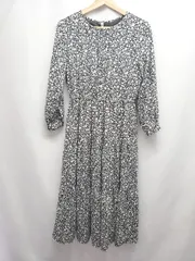 ◇ ⊂ any SiS エニィスィス 総柄 花柄 長袖 膝下丈 ワンピース サイズ1 ブラック系 レディース E  【1507230014191】