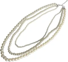 ドナリー 真珠 パール ネックレス 結婚式 セット ロング 白 フォーマル 可愛い レディース (ホワイト3連,  フリーサイズ)