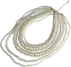 ドナリー 真珠 パール ネックレス 結婚式 セット ロング 白 フォーマル 可愛い レディース (ホワイト(7連 ロング),  フリーサイズ)