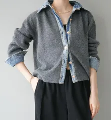 2025年INS 秋冬新作 気質 おしゃれ 個性的 韓国風  デニム ニット カーディガン キャラメル お洒落