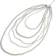 ドナリー 真珠 パール ネックレス 結婚式 セット ロング 白 フォーマル 可愛い レディース (ホワイト(5連パール),  フリーサイズ)