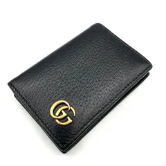 【鑑定済み】正規品 GUCCI  グッチ GGマーモント 428737 DJ20T カードケース 名刺入れ レザー ブラック ゴールド金具