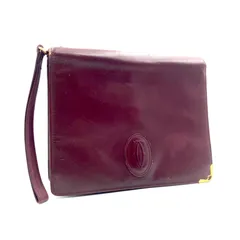 Cartier  カルティエ　must de Cartier マストドゥカルティエ　セカンドバッグ　クラッチバッグ　パーティーバッグ　レザー　本革　ボルドー　ゴールド金具　ロゴ型押し　ストラップ　ラグジュアリー　高級