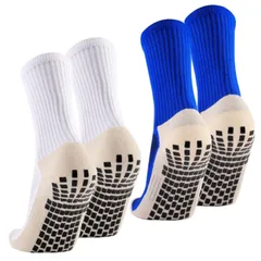 【在庫処分】F-34 男女兼用23-28cm 靴下 ランニング 自転車 登山 バスケット フットボール アウトドア トレーニング ミッドチューブ フットサル 中厚手 滑り止め粒子の靴下底 綿 スポーツソックス メンズ サッカーソックス 2足組 [Aqinmon