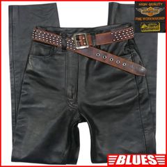 Lee レザーライダース　パンツ　牛革　リアルレザー Lee リー レザーパンツ 本革 リーライダースメンズ 黒 W30 革