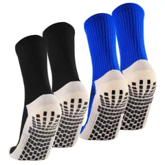 【人気商品】滑り止め粒子の靴下底 綿 中厚手 フットサル スポーツソックス ミッドチューブ トレーニング アウトドア メンズ フットボール バスケット サッカーソックス 登山 自転車 2足組 ランニング 靴下 [Aqinmony] 男女兼用23-28cm F-