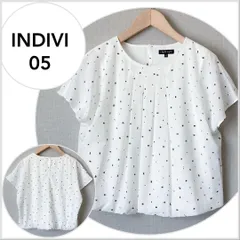 【美品♪】INDIVI 洗える UVケア インナー付 幾何柄コンパクトブラウス C079