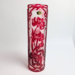 ドーム・ナンシー カメオ彫りの花瓶 白地にピンクのお花 アール