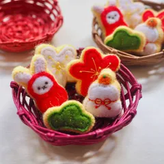 かごが選べる♡だるまうさぎとお正月のフェルトクッキーセット／Daruma Bunny Cookies