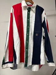 TOMMY HILFIGER カラーブロック シャツ ホワイト XL US古着
