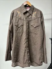 80s 90s カナダ MWG ウエスタンシャツ ブラウン M US古着