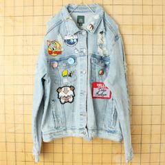 新品タグ付き パッチワークデニムジャケット 背中ターコイズブルー 