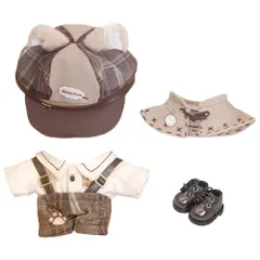 【特価商品】niannyyhouse　10cm 15cm 20cm ぬいぐるみ 服　帽子　ワイシャツ　吊りズボン　ショール　ベスト　革靴　ヴィンテージ探偵スーツ　綿人形　着せ替え　アクセサリー (10cm)