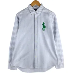 古着 ラルフローレン Ralph Lauren CUSTOM FIT ビッグポニー 長袖 ボタンダウンストライプシャツ メンズXL相当/eaa595081