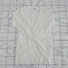 ◇ Θ J.PRESS Jプレス コットン混 サマーニット調 長袖 カーディガン サイズF ホワイト系 レディース E  【1508270009048】