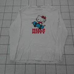◇ Θ HelloKitty プリントデザイン 長袖 Tシャツ カットソー サイズLL ホワイト系 レディース E  【1508260059985】