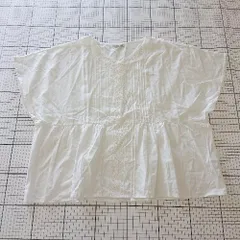 ◇ ⊂ SM2 サマンサ モスモス Vネック ペプラム フレンチスリーブ ブラウス サイズF ホワイト系 レディース E  【1508060012821】