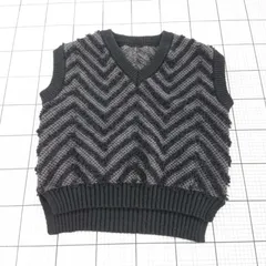 ◇ ⊇ N. Natural Beauty Basic ヘリンボーン ジャガード ニット ベスト サイズM ブラック グレー系 レディース E  【1508060012982】