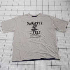 ◇ ⊂ niko and … ニコアンド プリント 半袖 Tシャツ カットソー サイズM グレージュ系 メンズ E  【1508060012968】