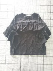 ◇ ⊂ KBF アーバンリサーチ 半袖 Tシャツ フリルデザインカットソー サイズOne ブラック系 レディース E  【1508060013576】